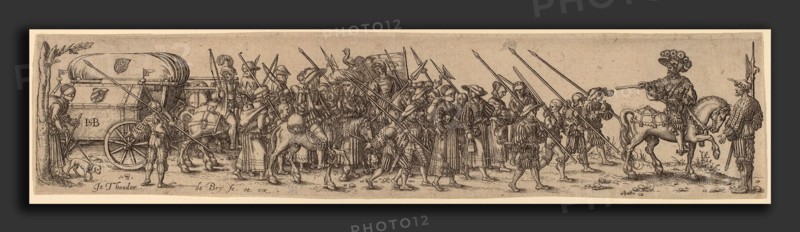 Jan Theodor de Bry after Barthel Beham (Flemish, 1561 - 1623), The Baggage Train with the Sergeant-Major, engraving