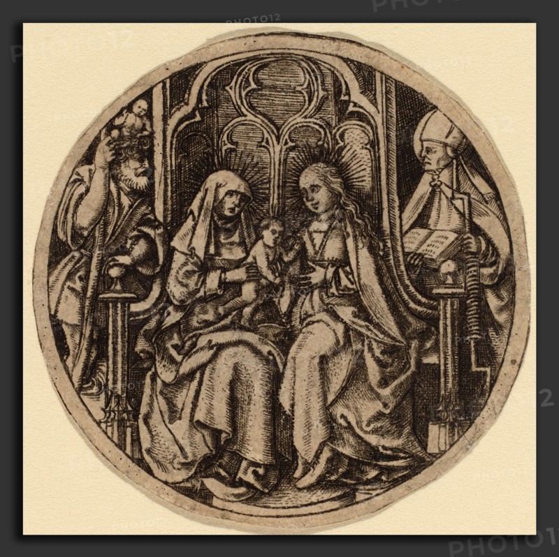 Netherlandish 15th Century, Madonna and Child with Saints Christopher and Erasmus, c. 1480, engraving