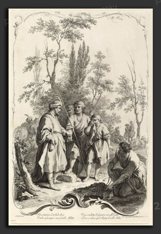 Joseph Wagner (publisher) after Giuseppe Zocchi (German, 1706 - 1780), Joseph and His Brothers, c. 1745, etching and engraving on laid paper