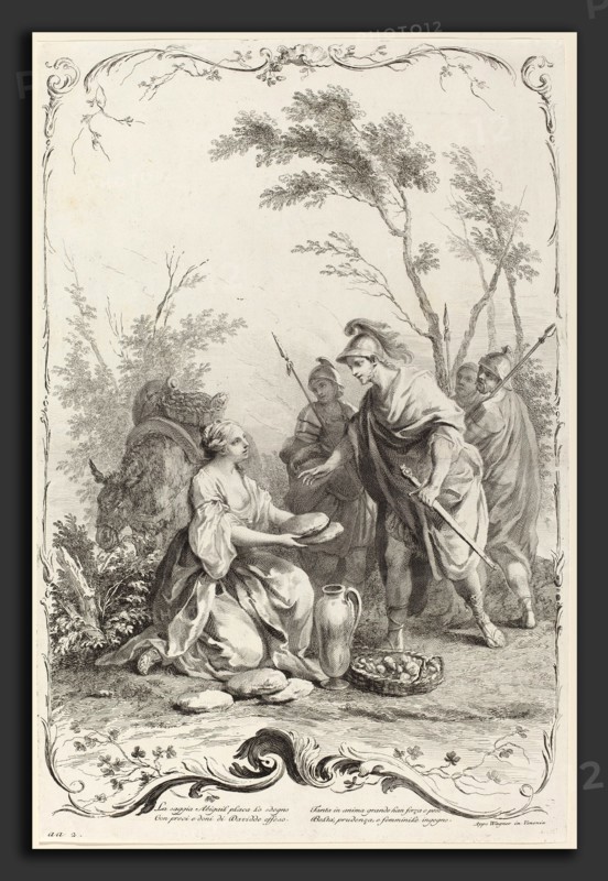Joseph Wagner (publisher) after Jacopo Amigoni (German, 1706 - 1780), David and Abigail, c. 1745, etching and engraving on laid paper