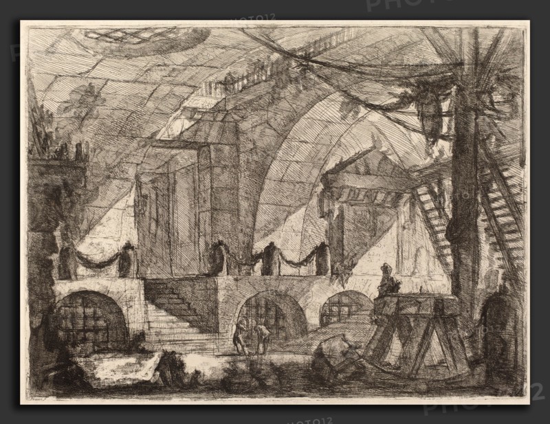 Giovanni Battista Piranesi (Italian, 1720 - 1778), The Sawhorse, published 1750-1758, etching, engraving, sulphur tint or open bite, scratching