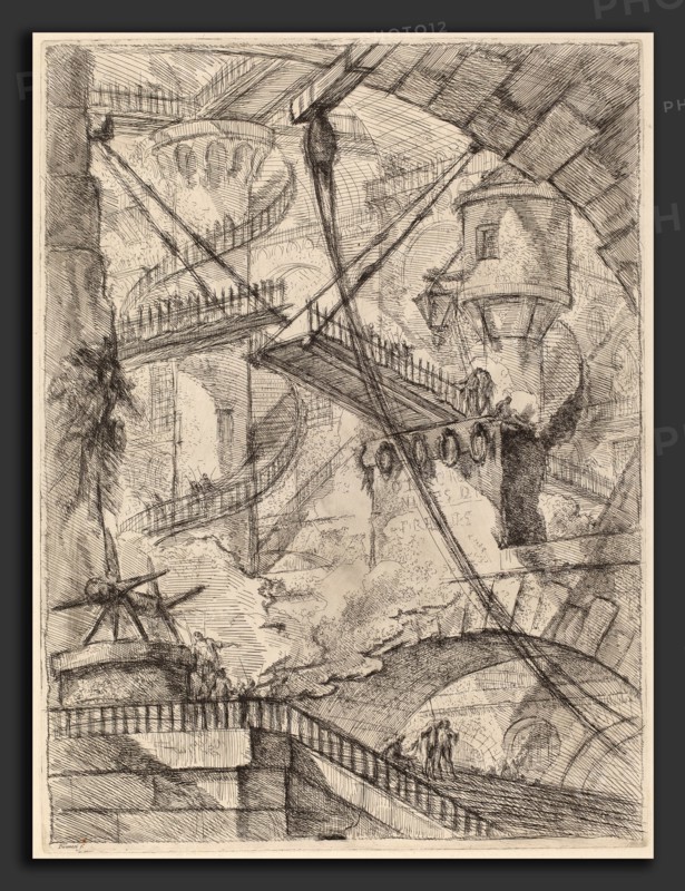 Giovanni Battista Piranesi (Italian, 1720 - 1778), The Drawbridge, published 1749-1750, etching, engraving, scratching