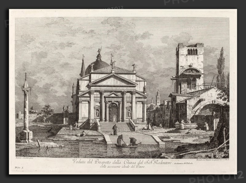 Fabio Berardi after Canaletto (German, 1706 - 1780), Veduta del Prospetto della Chiesa del SS. Redentore, 1742, engraving and etching on laid paper