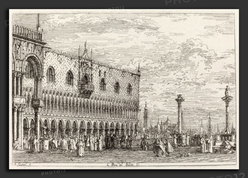 Canaletto (Italian, 1697 - 1768), La Piera del Bando. V. [lower right], c. 1735-1746, etching on laid paper