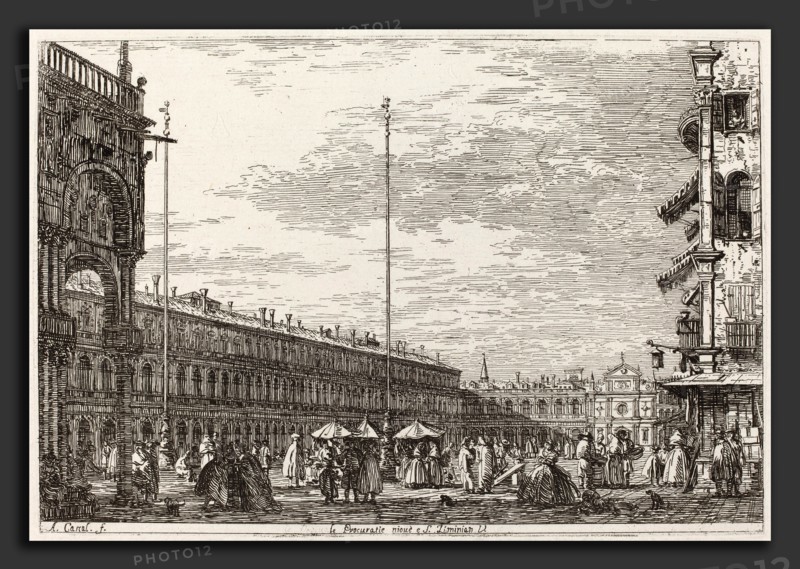 Canaletto (Italian, 1697 - 1768), Le Procuratie niove e S. Ziminian V. [upper right], c. 1735-1746, etching on laid paper