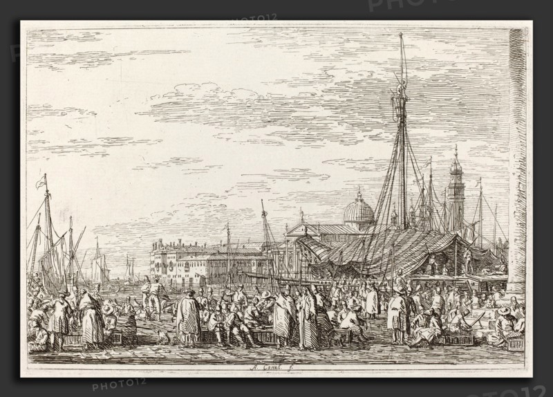 Canaletto (Italian, 1697 - 1768), The Market on the Molo [upper left], c. 1735-1746, etching on laid paper