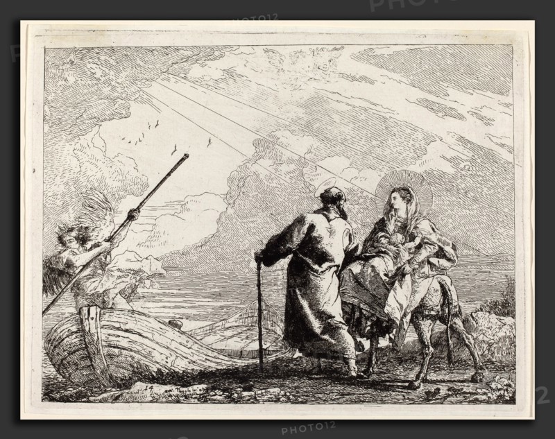 Giovanni Domenico Tiepolo (Italian, 1727 - 1804), The Holy Family at the Bank of the River, published 1753, etching