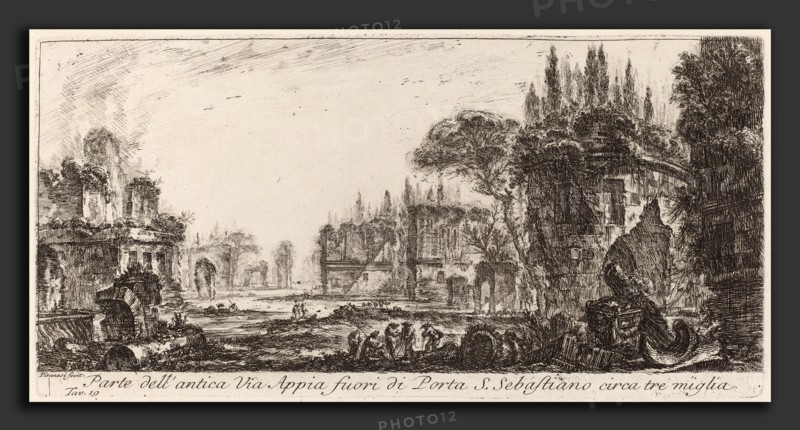 Giovanni Battista Piranesi (Italian, 1720 - 1778), Parte dell'antica Via Appia fuori de Porta S. Sebastiano, 1748, etching on laid paper