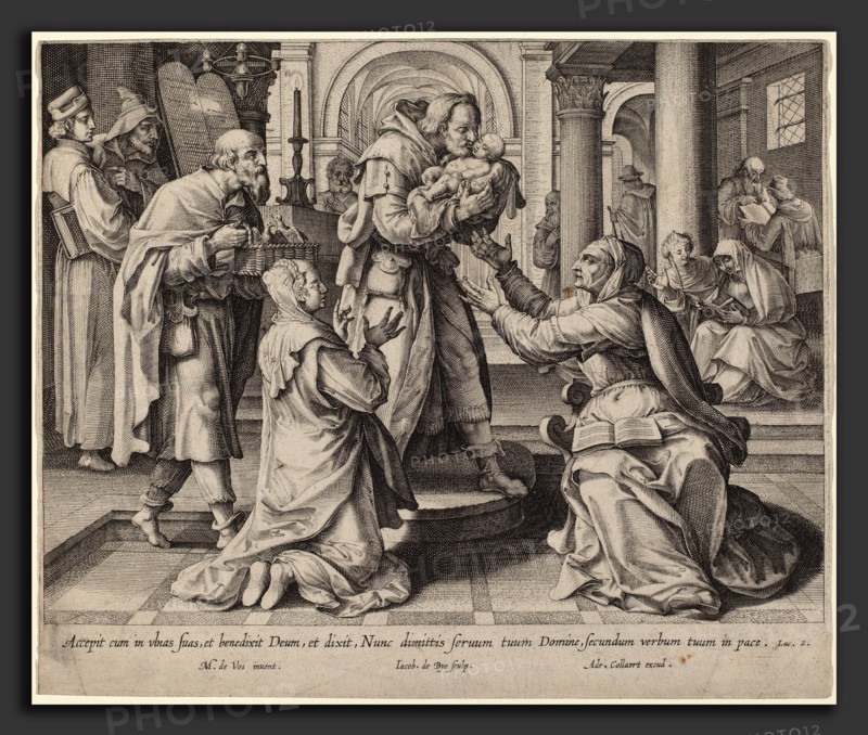 Jacques de Bie after Maarten de Vos, Presentation in the Temple, Flemish, c.1581 - 1640, engraving