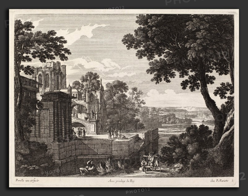 Gabriel Perelle, Large Landscape with Ruined Abbey, French, 1603 - 1677, etching on laid paper