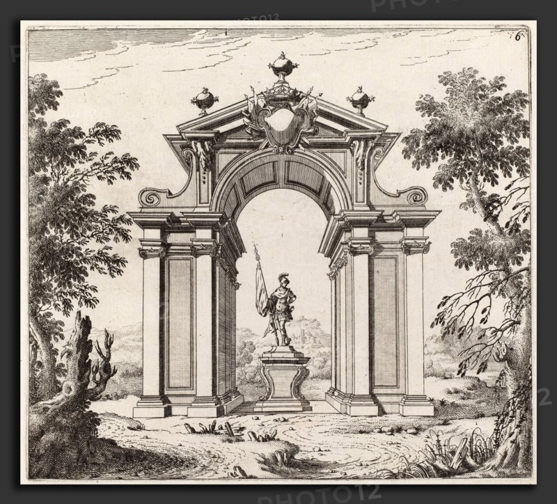 Giuseppe Antonio Landi (Italian, 1713 - 1791), Triumphal Arch in a Landscape, before 1753, etching and engraving on laid paper