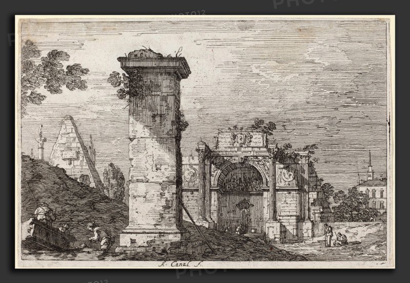 Canaletto (Italian, 1697 - 1768), Landscape with Ruined Monuments, c. 1735-1746, etching