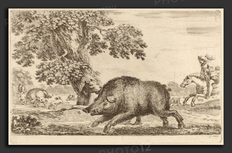 Stefano Della Bella (Italian, 1610 - 1664), Bear Running to the Left, etching on laid paper [restrike]