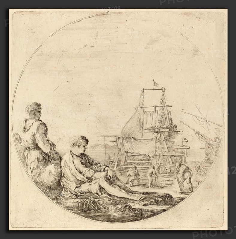 Stefano Della Bella (Italian, 1610 - 1664), Seated White Sailor and a Standing Negro Sailor, etching on laid paper [restrike]