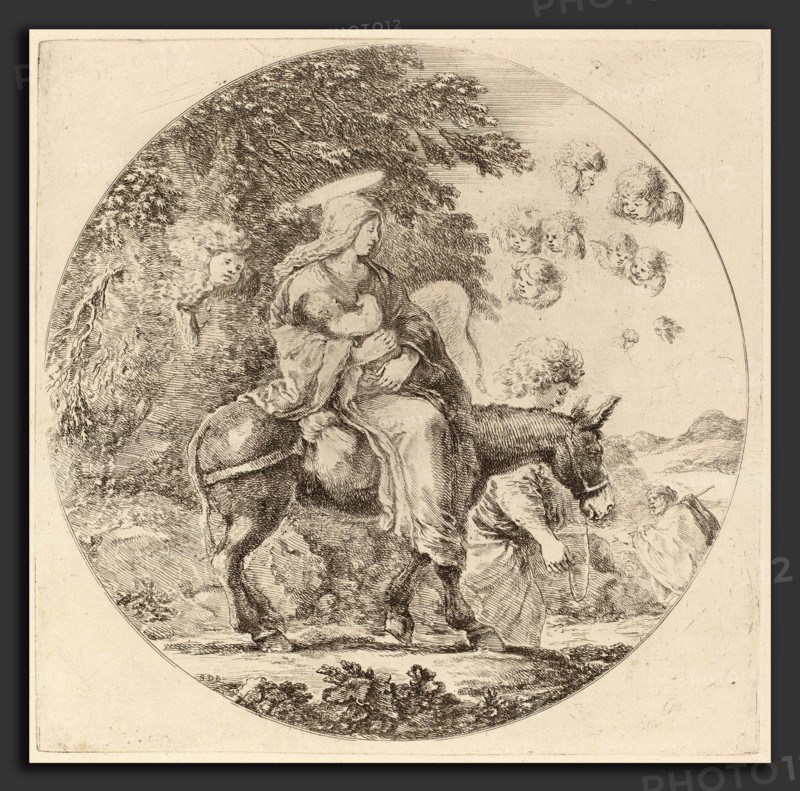 Stefano Della Bella (Italian, 1610 - 1664), The Flight into Egypt, probably 1662, etching on laid paper [restrike]