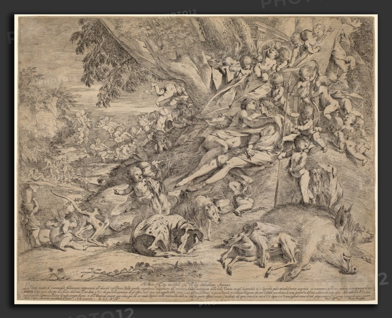 Pietro Testa (Italian, 1612 - 1650), Venus and Adonis, 1631-37, etching on laid paper