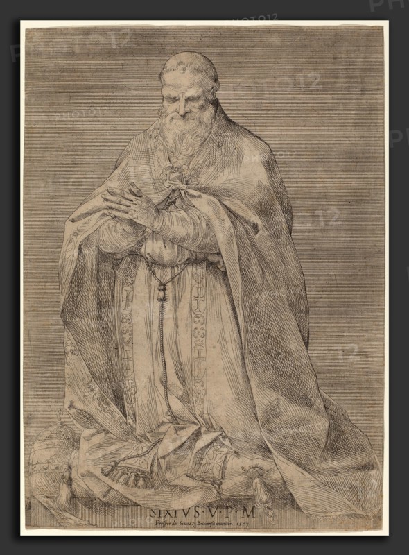 Prospero Bresciano (Italian, active 1589), Pope Sixtus V, 1589, etching