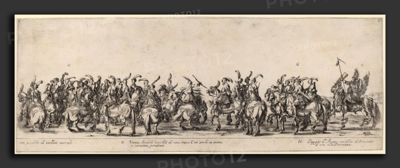 Stefano Della Bella (Italian, 1610 - 1664), Thirty Archers and Pages, 1633, etching