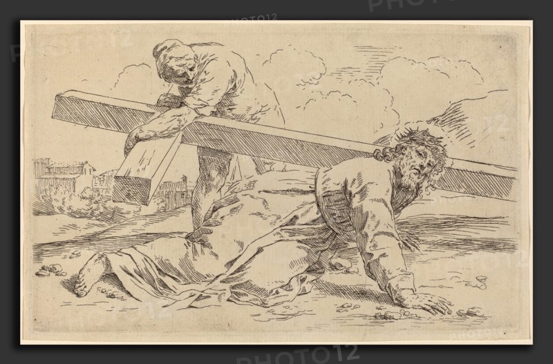 Simone Cantarini (Italian, 1612 - 1648), The Carrying of the Cross, etching