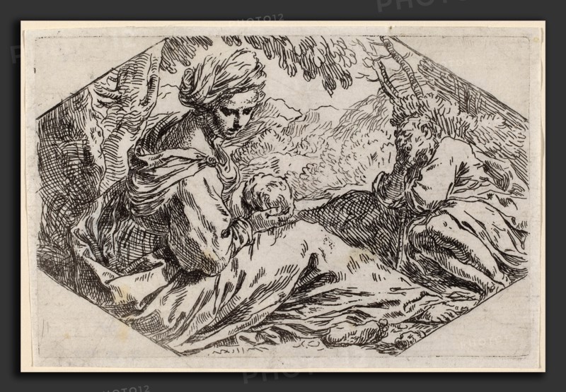 Simone Cantarini (Italian, 1612 - 1648), The Rest on the Flight into Egypt, etching