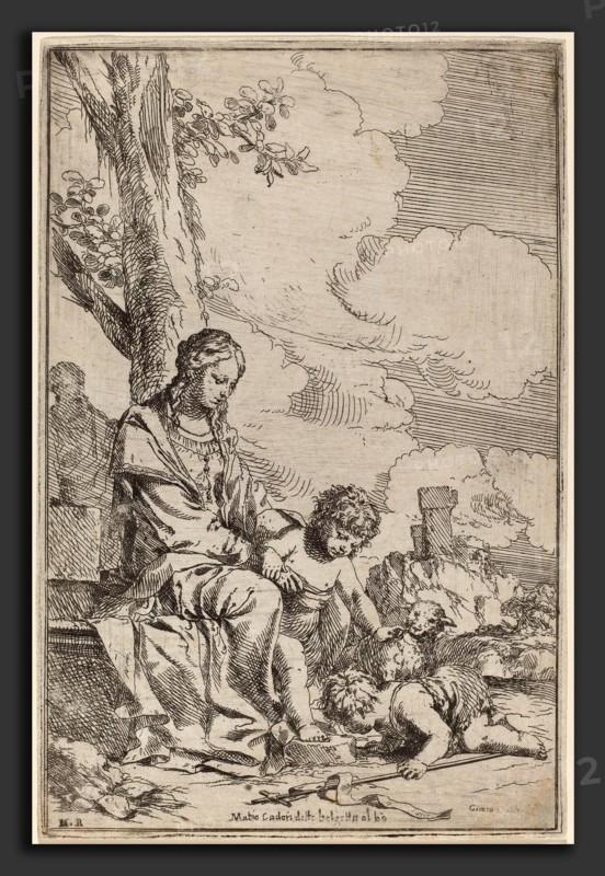 Giulio Carpioni (Italian, c. 1613 - 1678), The Virgin and Child with Saint John the Baptist, etching