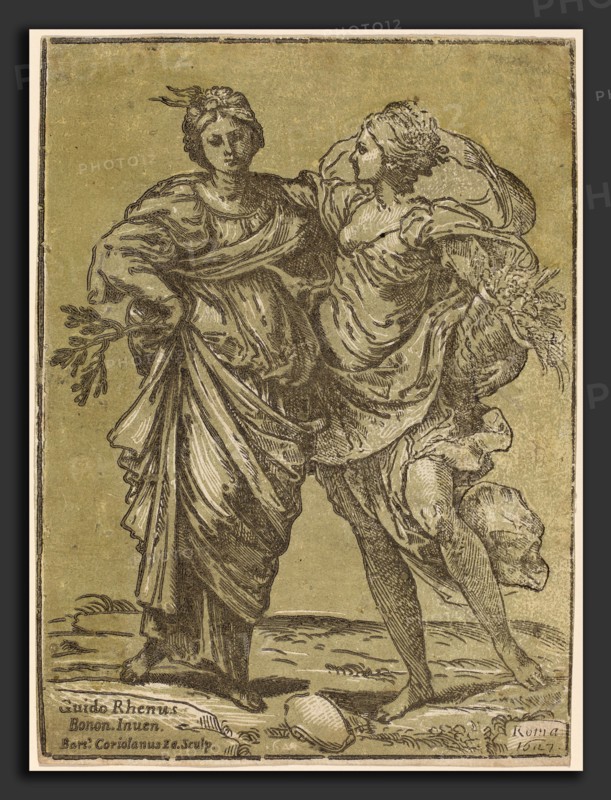 Bartolomeo Coriolano after Guido Reni (Italian, active 1627-1653), Alliance of Peace and Abundance, 1627, chiaroscuro woodcut