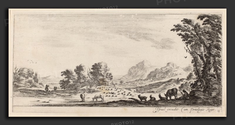 Stefano Della Bella (Italian, 1610 - 1664), Landscape with Shepherd Guarding his Flock, in or before 1647, etching