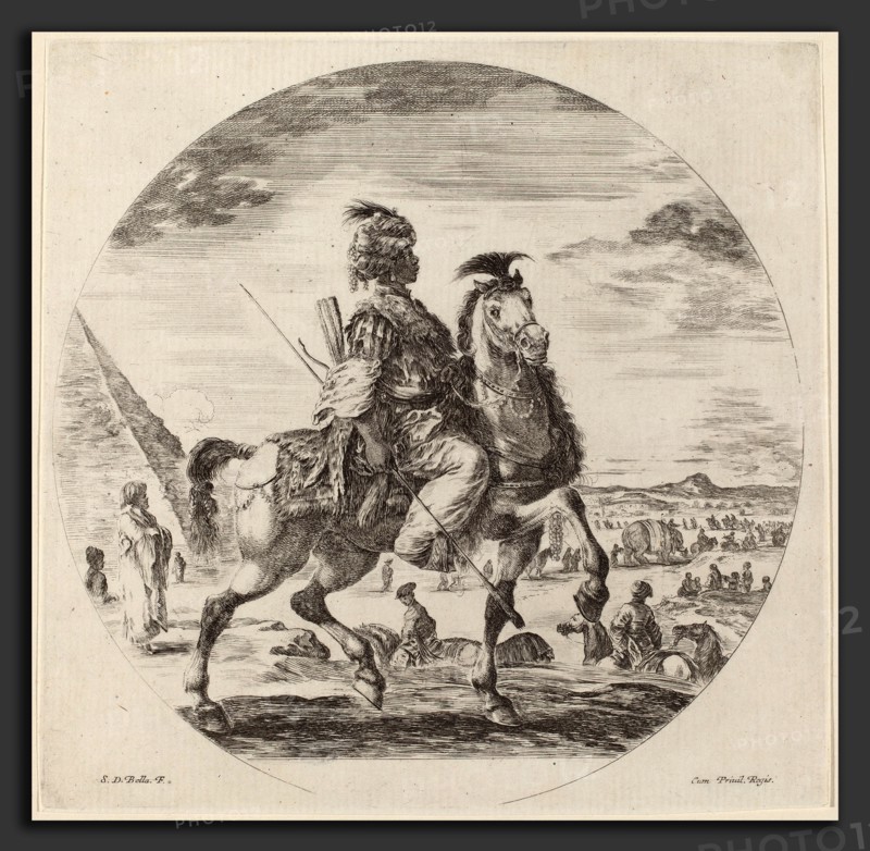 Stefano Della Bella (Italian, 1610 - 1664), Negro Cavalier, etching