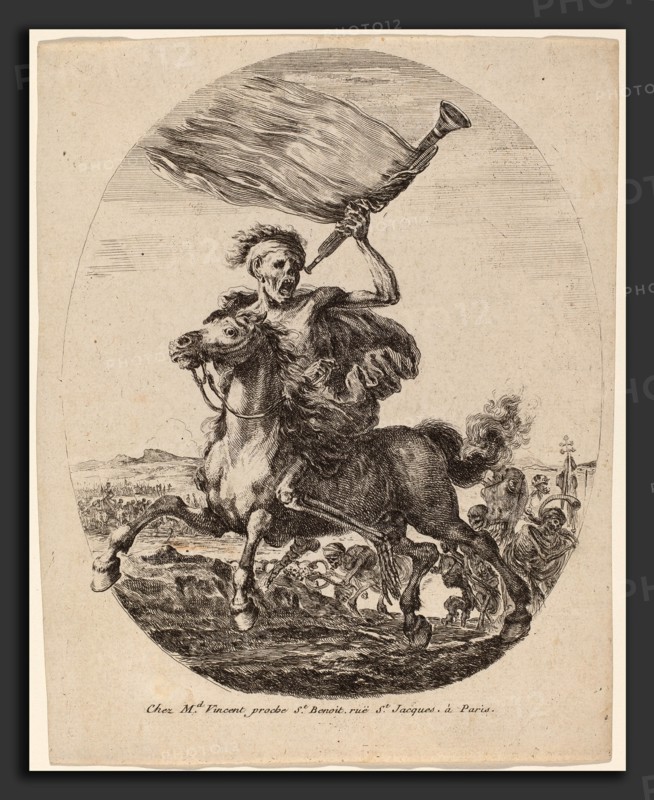 Stefano Della Bella (Italian, 1610 - 1664), Death of Horseback, probably 1648, etching and engraving