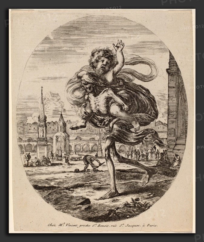 Stefano Della Bella (Italian, 1610 - 1664), Death Carrying a Child to the Left, probably 1648, etching and engraving