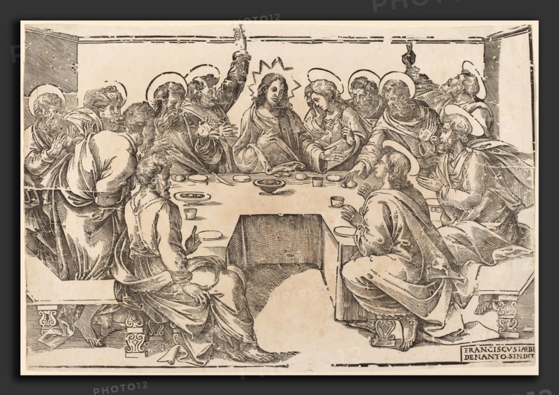 Francesco Denanto (Italian, active c. 1532), The Last Supper, woodcut