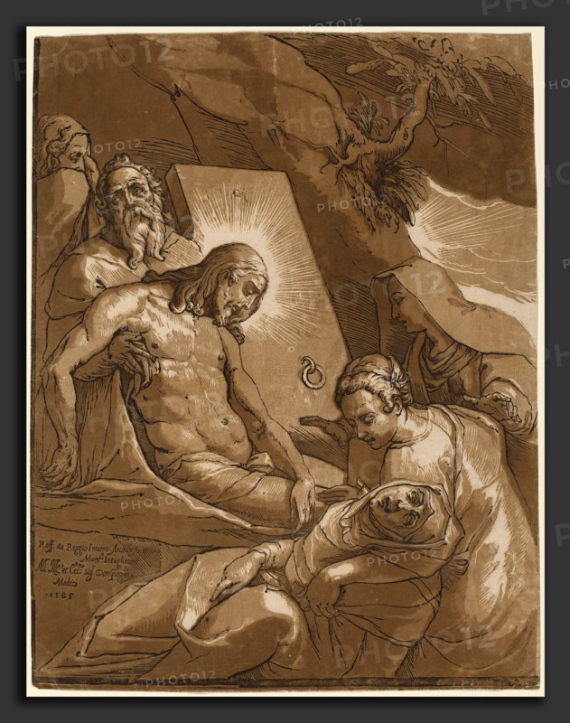 Andrea Andreani after Raffaello Motta (Italian, 1558-1559 - 1629), The Entombment, 1585, chiaroscuro woodcut