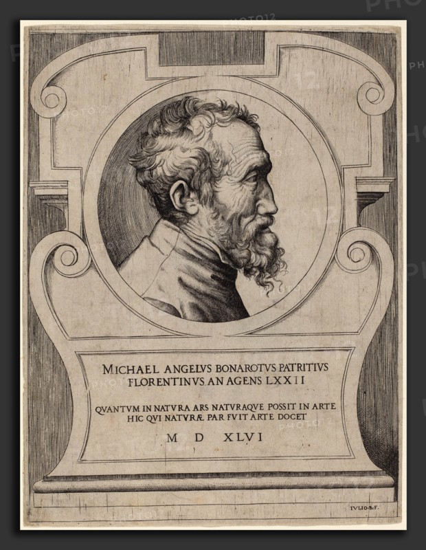 Giulio Bonasone (Italian, c. 1498 - c. 1580), Michelangelo, 1546, engraving