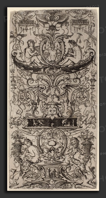 Nicoletto da Modena (Italian, active 1500-1512), Ornament Panel: Victoria Augusta, c. 1507, engraving
