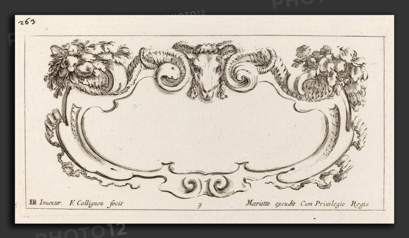 FranÃ§ois Collignon after Stefano Della Bella (French, c. 1609 - 1657), Cartouche, probably 1646, etching
