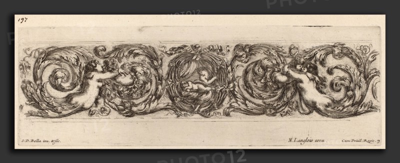 Stefano Della Bella (Italian, 1610 - 1664), Ornamental Frieze with Cupid and Psyche, probably 1648, etching