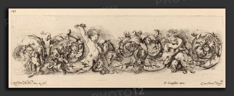 Stefano Della Bella (Italian, 1610 - 1664), Ornamental Frieze with Children and Dogs, probably 1648, etching