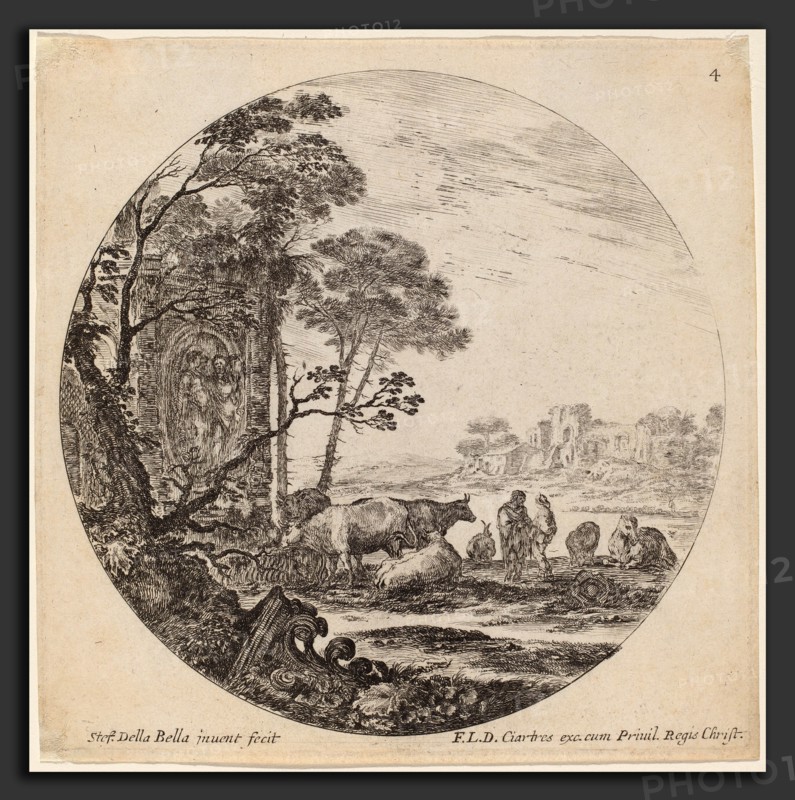 Stefano Della Bella (Italian, 1610 - 1664), Landscape with Roman Ruins, 1646, etching