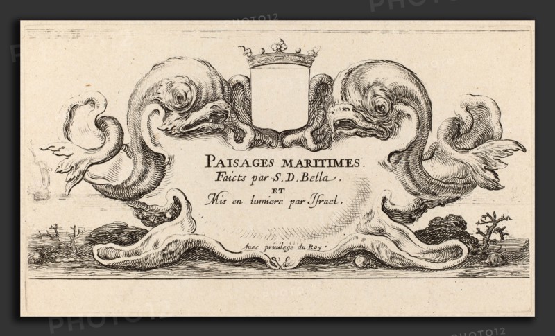Stefano Della Bella (Italian, 1610 - 1664), Title Page for "Paysages maritimes", 1644, etching