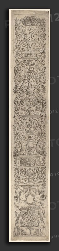 Giovanni Pietro Birago and Zoan Andrea (Italian, active c. 1475-1519), Ornament Panel: Two Sphinxes Supporting Shields, c. 1505-1515, engraving