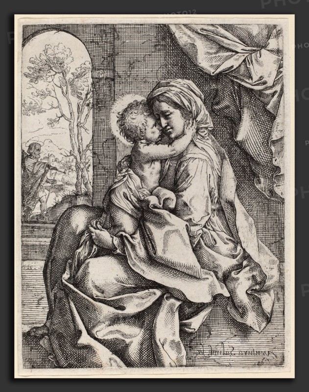 Ventura Salimbeni after Guido Reni (Italian, 1568 - 1613), Virgin and Child, etching