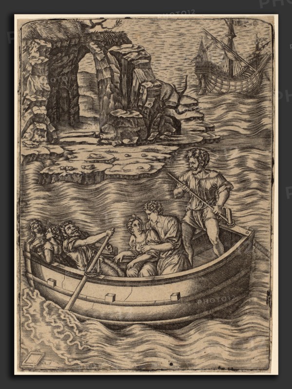 Agostino dei Musi after Raphael (Italian, c. 1490 - 1536 or after), The Barc, engraving