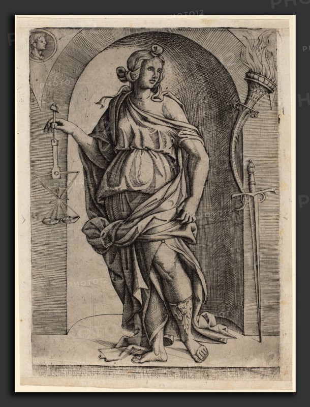 Master I.I.CA (Italian, active c. 1500-1520), Justice, c. 1520, engraving