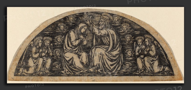 Italian 18th or 19th Century, Coronation of the Virgin, late 18th or early 19th century, niello print