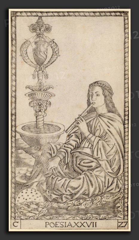 Master of the S-Series Tarocchi (Italian, active c. 1470), Poesia (Poetry), probably c. 1470, engraving