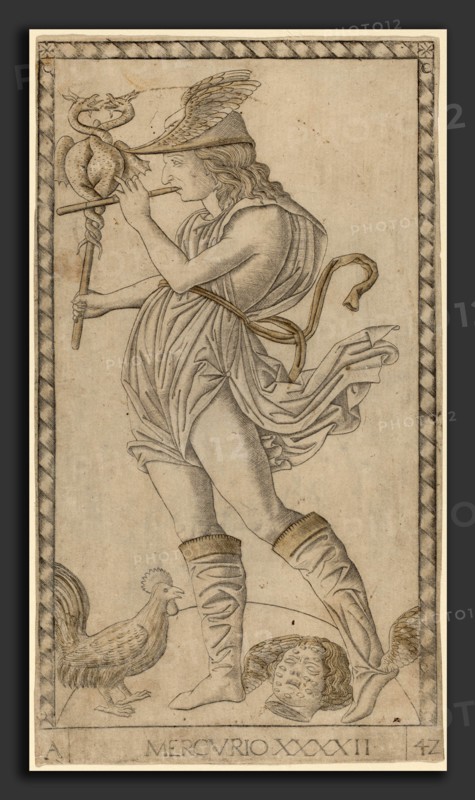 Master of the E-Series Tarocchi (Italian, active c. 1465), Mercurio (Mercury), c. 1465, engraving with gilding