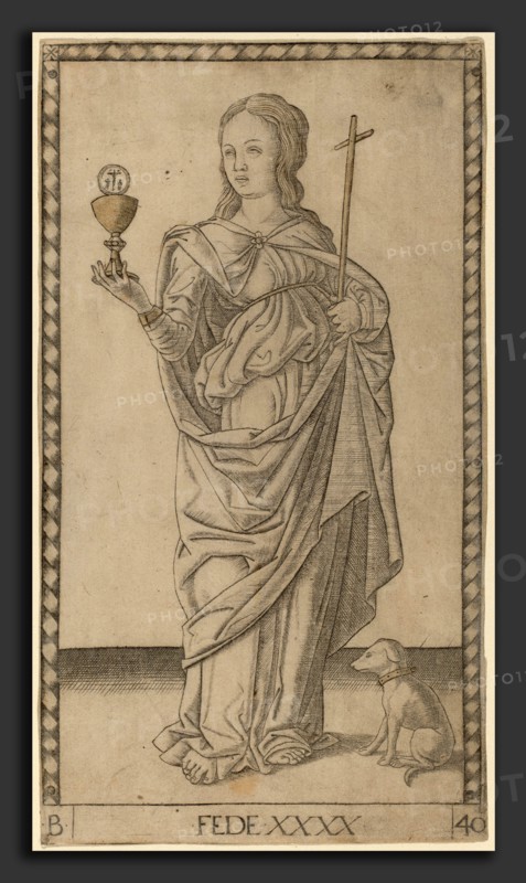 Master of the E-Series Tarocchi (Italian, active c. 1465), Fede (Faith), c. 1465, engraving with gilding