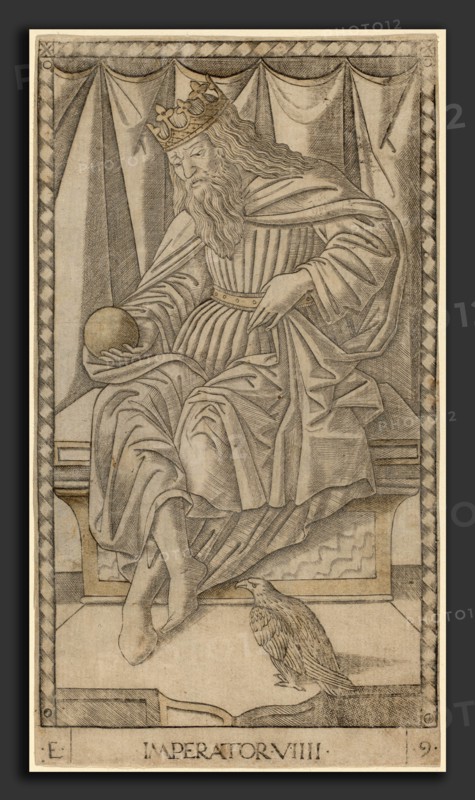 Master of the E-Series Tarocchi (Italian, active c. 1465), Imperator (Emperor), c. 1465, engraving with gilding