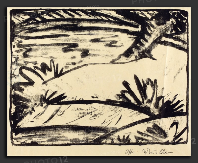 Otto MÃ¼ller, Landscape with Tree and Water (Landschaft mitBaum und Wasser), German, 1874 - 1930, c. 1920, lithograph