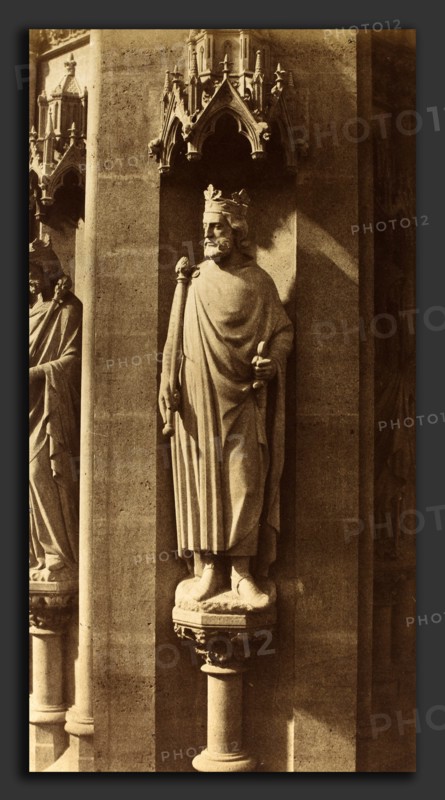 Charles Marville (French, 1813 - 1879), Statue of Clovis, Church of Sainte-Clotilde, Paris, 1856, salted paper print